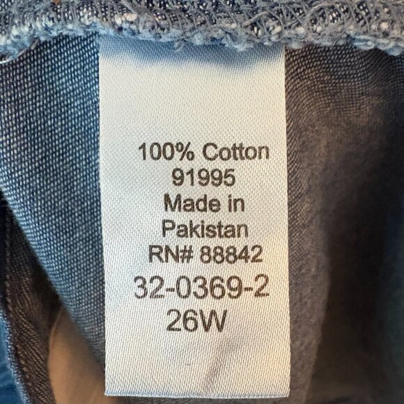 EUC Woman Within Medium Wash Denim Button Down Shirt Jacket Four Pockets Size XL - Picture 7 of 8